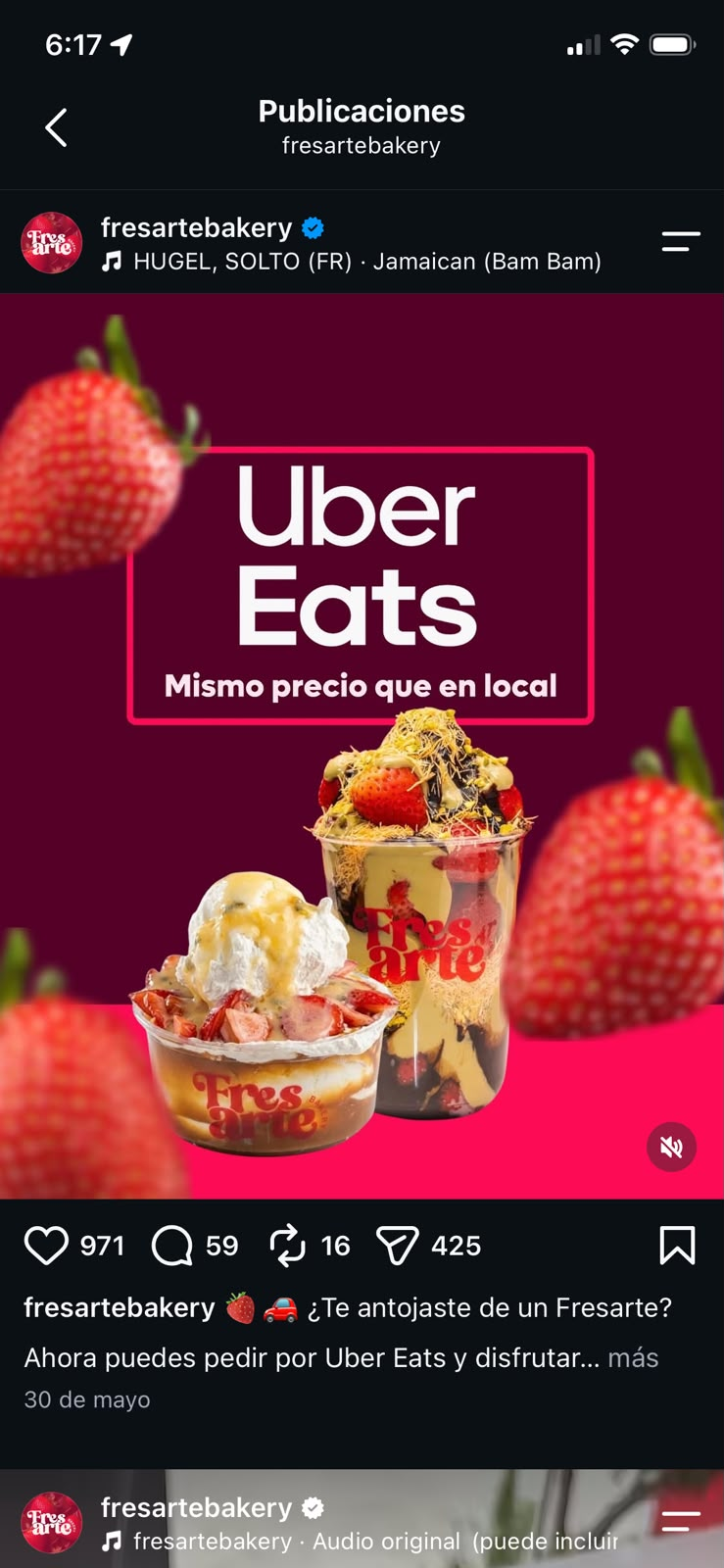 Publicación de Fresarte: Descubre Fresarte en Uber Eats.