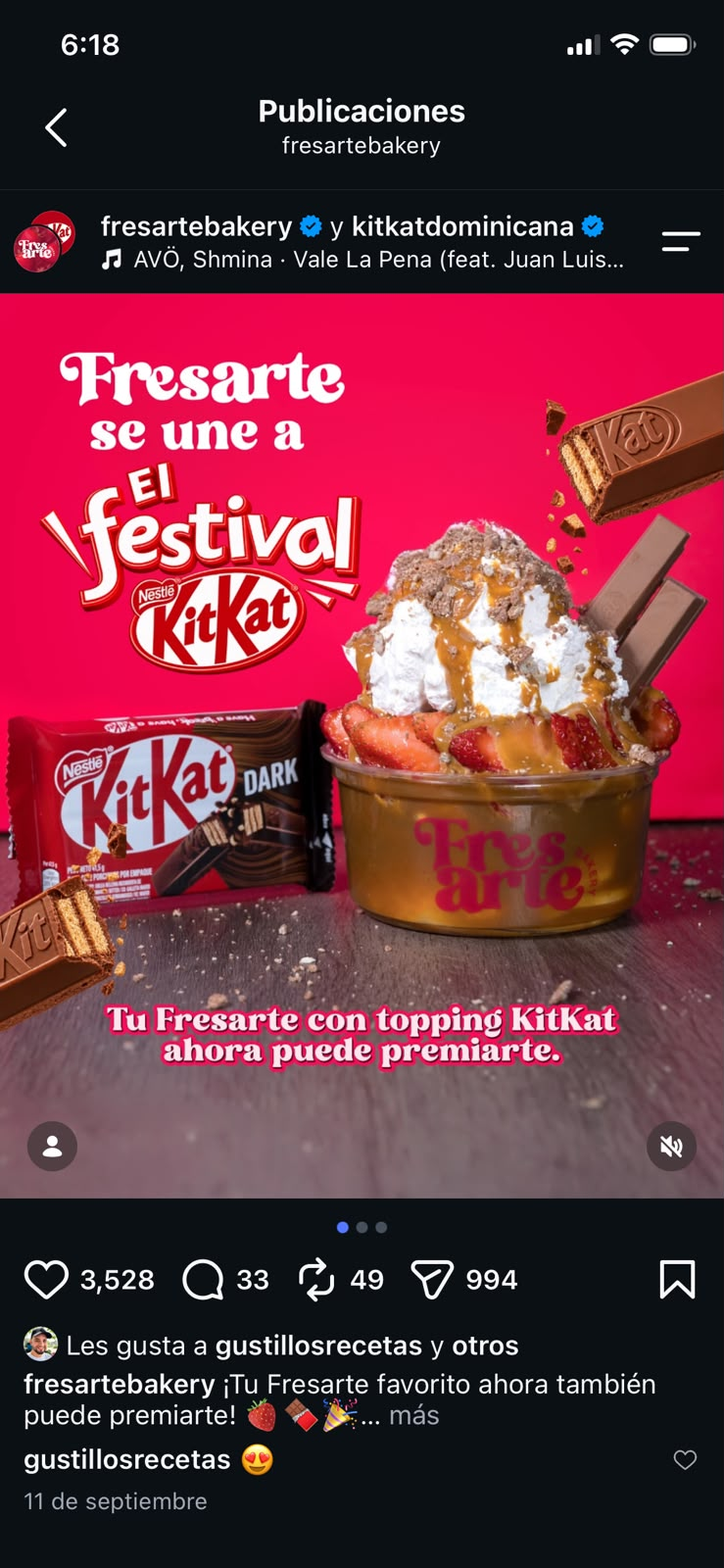 Publicación de Fresarte: Fresarte se une al festival KitKat.